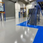 Blue pathway flooring at APT Chemicals